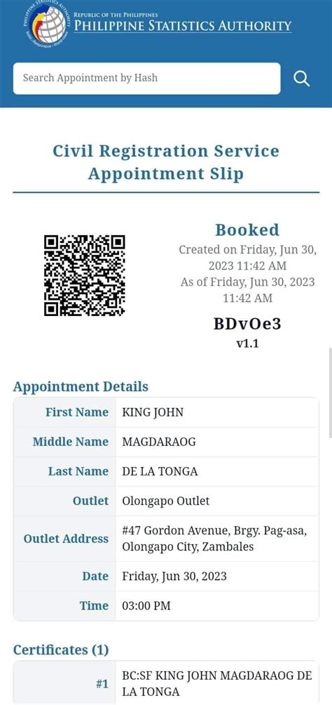 psa appointment olongapo city